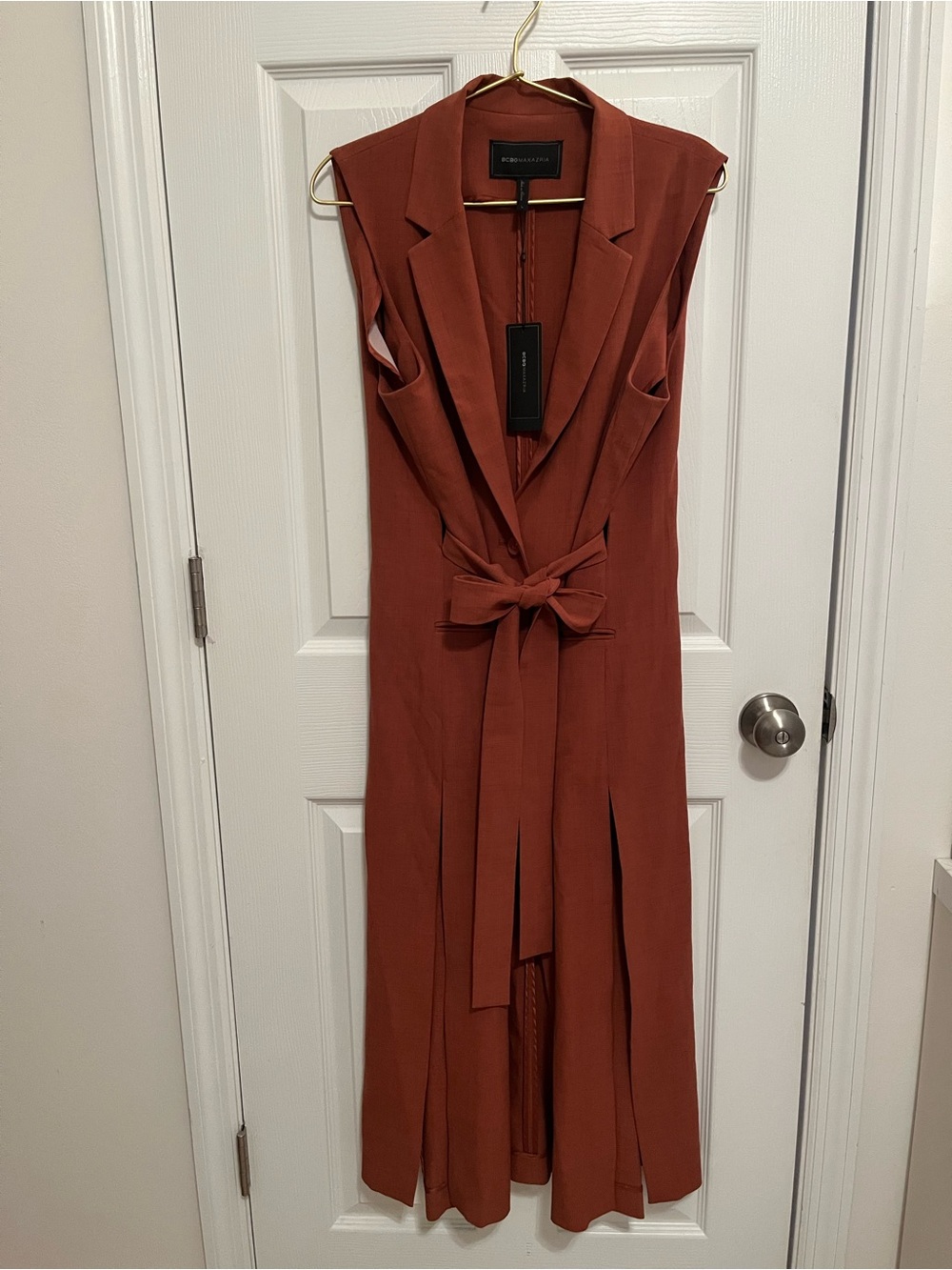 NWT BCBGMAXAZRIA Tiger Eye Belted Long Vest – Size L - Picture 13 of 16